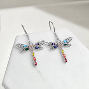Dragonfly 7 Chakra Earrings Sterling Silver - In Balance Spirit