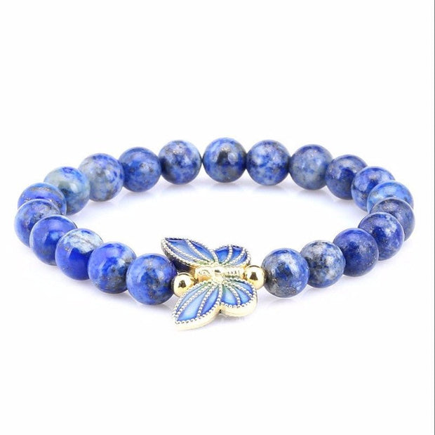 Lapis Lazuli Natural Stone Bead Bracelet - In Balance Spirit