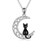 Moon Cat Necklace Sterling Silver - In Balance Spirit