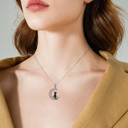 Moon Cat Necklace Sterling Silver - In Balance Spirit