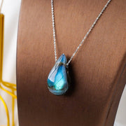 Natural Crystal Labradorite Drop Pendant Necklace - In Balance Spirit