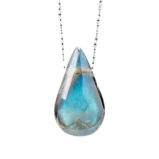 Natural Crystal Labradorite Drop Pendant Necklace - In Balance Spirit