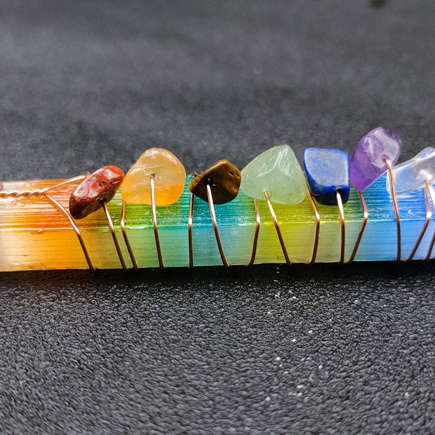 Rainbow Selenite Seven Chakra Handles Yoga Stone Ornaments - In Balance Spirit