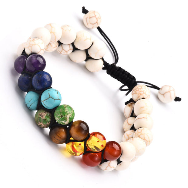 Seven chakra double layer natural stone bracelet - In Balance Spirit